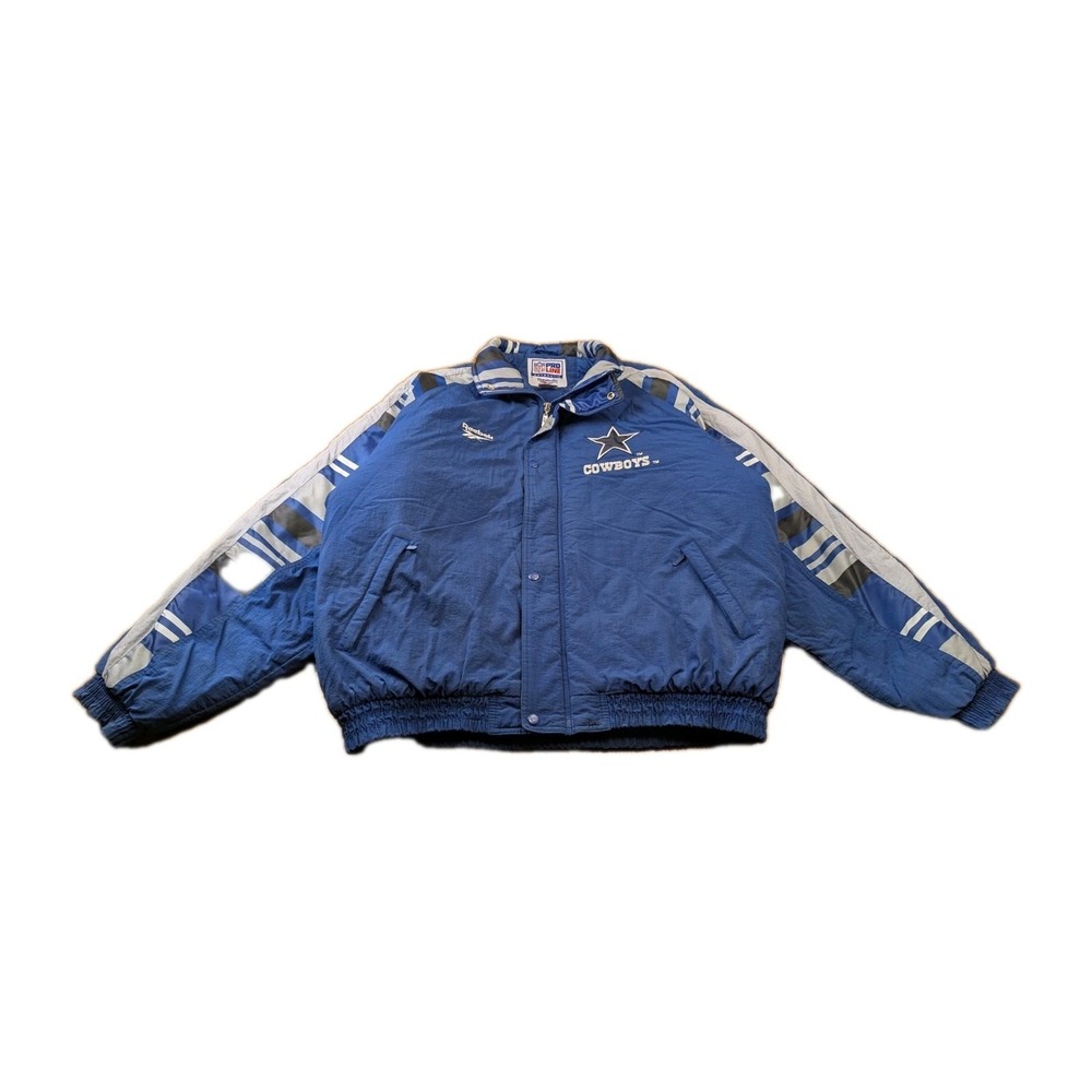 VTG Dallas Cowboys Jacket Sz XL NFL Reebok Pro Line Full Zip Quilted Lined